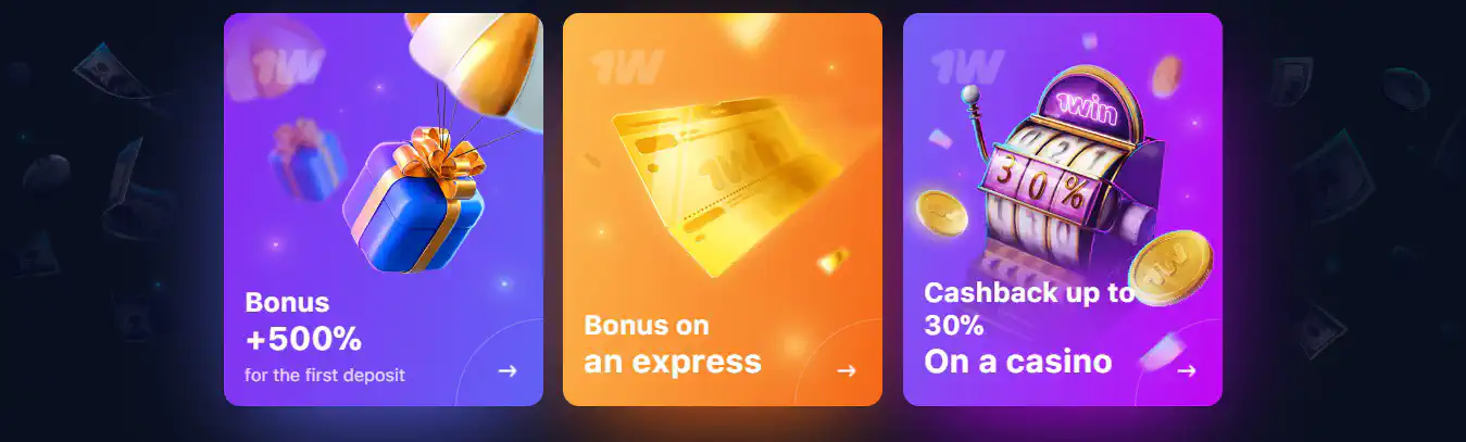 All types of 1win bonuses in India